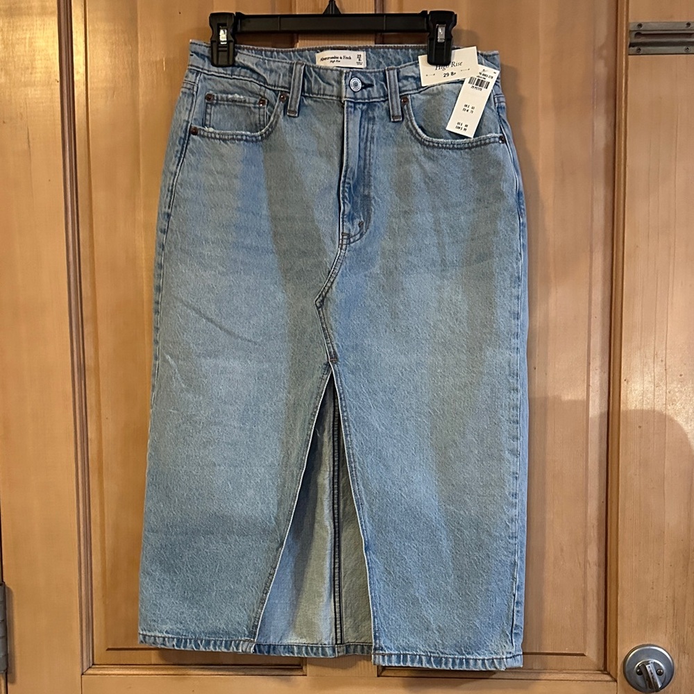 Abercrombie & Fitch Blue High-Rise Denim Skirt